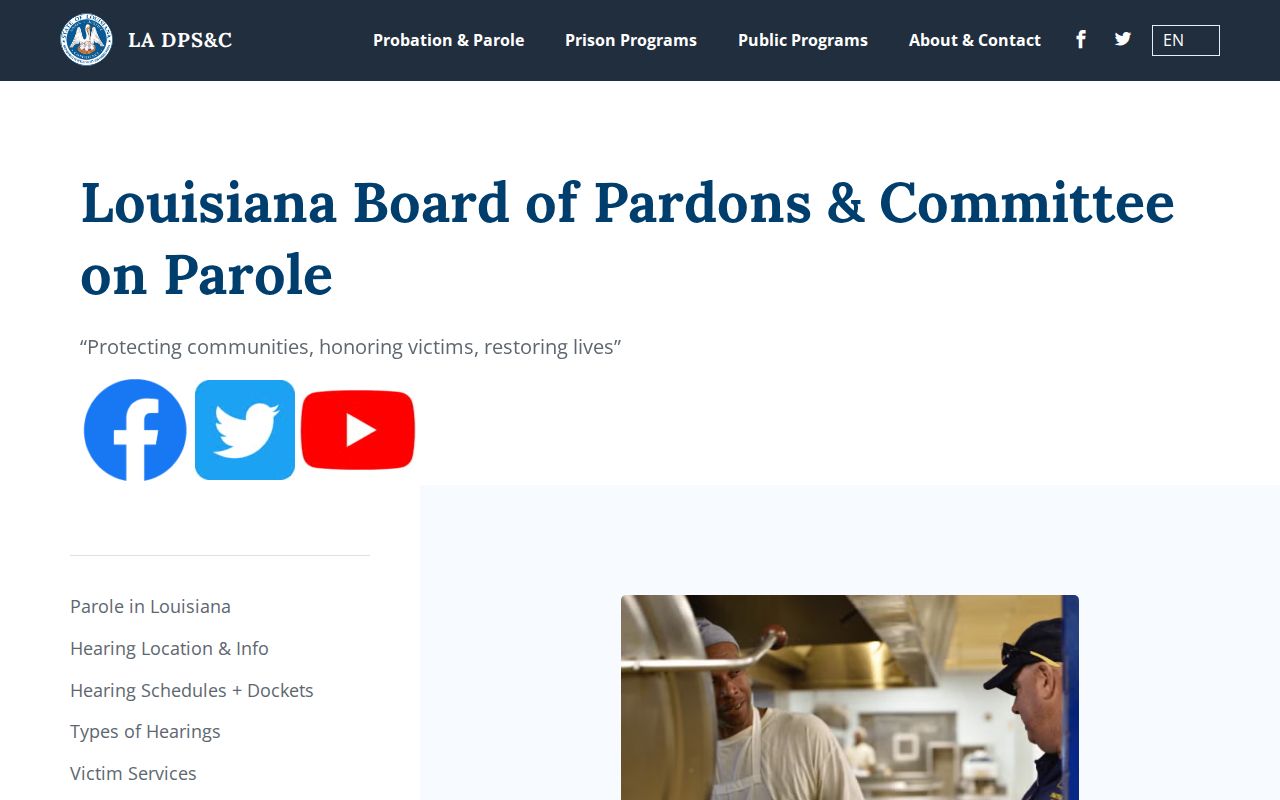 Bossier Parish parole decision and docket source from Louisiana DPS&C